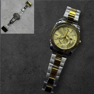 Rizen original women's watch featuring a round dial, quartz movement, and stainless steel design.